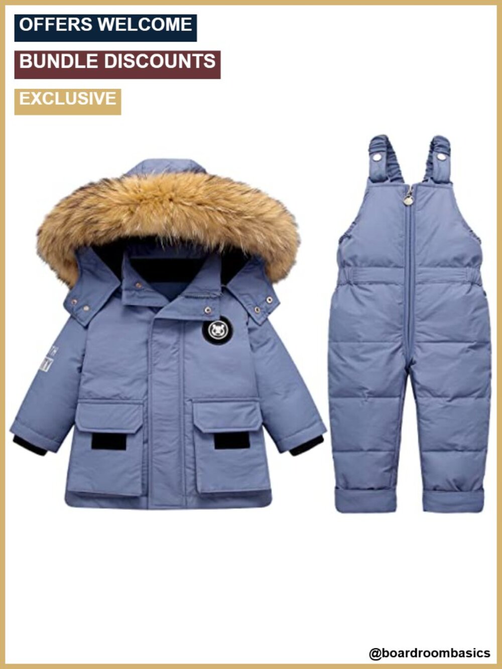 Toddler Snowsuit Snow Bib Pant Jacket Winter Coat Hooded Ski Outfit